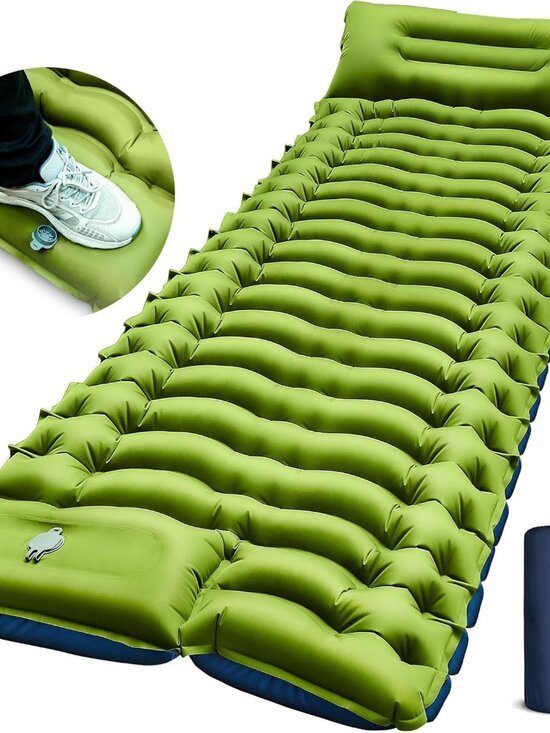 Other - Camping Sleeping Pad, Ultralight Camping Mat with Pillow, Built-in Foot Pump Inf